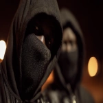 **2 St. Louis Based black Rappers, wearing all black, black masks and hoods, gloves, up close and personal 8k professional photography shoot for an album cover, low light night time dynamic and cinematic --ar 16:9 --v 7.0 --raw** - Image #2 <@1060379121521279086>