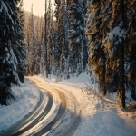 **snowy raod in the Canadian Rockies, afternoon light, icy curves winding through snow-covered pine trees, Jamaican flag painted on a sign, vintage 1980s sports film aesthetic, cinematic lighting, subtle bokeh, 35mm lens perspective, eye level perspective, crisp winter air, packed snow trails, rustic Olympic signage, nostalgic and inspirational mood, filmic color grading, inspired by Cool Runnings --v 6.0 --raw --ar 103:45** - Image #3 <@1108527117265797270>