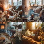 **Cozy living room, person resting on sofa, warm ambient light, gentle incense smoke, white Nag Champa flowers in the scene, relaxing and serene mood --ar 4:3 --v 6.0 --raw** - <@1350154422424043543> (fast)