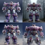 **megazord with xenomorph head, xenomorph anatomy, xenomorph face, claws, lavender --chaos 30 --ar 5:6 --raw --sref <https://s.mj.run/3Fpt8iRZVgo> --oref <https://s.mj.run/MzfZwHaOM8Y> --stylize 500 --v 7.0** - <@161240424890105856> (relaxed)