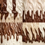 **Flat 2D packaging design, print-ready artwork, horizontal slim format (36 x 15 cm), no mockup, no 3D object, no perspective, viewed straight-on, like a real printed box cover design. Elegant cream background with rich milk chocolate and white chocolate drips flowing from the top edge, smooth and glossy, premium and appetizing, inspired by luxury chocolate packaging. Chocolate drizzles integrated into the design as graphic elements, clean and modern, not messy. Six CLOSED chocolate packages, fully wrapped, front-facing only, showing only the main label/carátula, no open bars, no broken chocolate, no fillings visible. Chocolates arranged in a dynamic horizontal composition, slightly angled and layered for movement, not perfectly straight, visually balanced, creating a subtle portal / stacked entrance effect, premium gift box aesthetic. Chocolates included (all sealed): - KitKat - Kinder Bueno - M&M’s - Hershey’s Cookies and Cream - Oreo - Cadbury Dairy Milk Clean graphic layout, high-resolution, smooth gradients, realistic packaging textures, luxury branding style, flat design suitable for printing, no shadows from studio sets, no mockup lighting, no background depth, no hands, no text, no extra objects. --ar 12:5 --v 6.0 --raw** - Variations (Strong) by <@1230385507213639740> (fast)