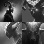**Design a greyscale hyperrealism, shadow figure with glowing white eyes and horns --v 7.0** - <@1116424656908464158> (fast)
-# Create, explore, and organize on [midjourney.com](<https://midjourney.com/imagine?from_discord=1>)