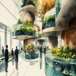 **<https://s.mj.run/J481k19R0sY> <https://s.mj.run/Nlu3ItpiLmk> <https://s.mj.run/5Zwnb5PDQNM> an illustration using black pen and watercolour, loose sketchy watercolor and black pen illustration of a futuristic healthcare waiting room a multi storey vertical farm on one side , plants grows with tanks of fish above them , the space which is filled with trees, the noerthern lights are present at the high ceiling to individual wellness pods, zaha hadid organic futuristic architecture highly detailed, unique, many people in the space --ar 16:9 --v 6.1 --s 250** - Image #2 <@999895176619237436>