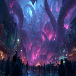 **cosmic demon army chaos horde rampaging through modern streets. --ar 16:9** - Image #2 <@1071816075978752071>