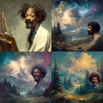 **snoop dog as Bob Ross painting cosmography** - <@391048027051261958> (fast)
