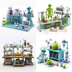 **frankensteins lab contents, 3d model on a white background --s 50 --v 5.2 --raw** - <@944665066429624330> (fast)