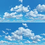 **a light-blue sky with a few long white clouds.** - Variations (Strong) by <@767983275058397235> (fast)