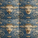 **<https://s.mj.run/0GMbnBQLfYo> william morris wallpaper design of humanoid cows wearing sunglasses and wearing a crown, using 3 colours only --no birds --iw 3 --ar 13:25 --v 7.0** - Variations (Region) by <@1103975769467789322> (relaxed)