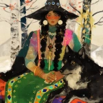 **Warrior witch thundersnowpunk with long braids and stylized warrior witch’s hat and direwolf companion in the snow --sref 1999999999 1999999991 416557976 2252558232 698008135 1078492728 2187294478 217414415 416417418 7337 80085 696969 47 73 97 100 --sv 4 --niji 6 --p grjlt42 --raw** - Image #1 <@948741381743083580>