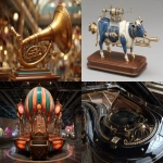 **photo of a futuristic cow belle epoque musical instrument --no empty --no empty --chaos 10 --ar 3:2 --raw --v 7.0** - <@712699043595288577> (fast, stealth)
-# Create, explore, and organize on [midjourney.com](<https://midjourney.com/imagine?from_discord=1>)