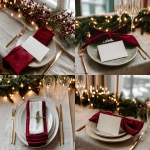 **<https://s.mj.run/CetuniwHn6M> A white mockup invitation card. Minimalist, festive christmas background, warm light, fairy light bokeh, linen tablecloth, elegant and natural holiday aesthetic. red napkins. Red, deep green, beige color palette. Elegant Christmas --ar 4:3 --v 7.0** - <@1038768977310121984> (fast)