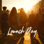 **Teenagers walking into a modern high school at sunrise, warm golden light, realistic lighting, diverse students with backpacks, hopeful and inspiring atmosphere, shallow depth of field, centered white text overlay that reads: ‘Launch Day. Prayers walk with us.’, portrait orientation, aspect ratio 4:5** - Image #2 <@755249311260082227>