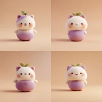 **a cute cosmonautumnal mangosteen cat, minimalist 3D illustration soft gradients --profile aabz69z** - Variations (Strong) by <@937851746712186921> (relaxed)