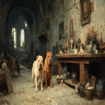 **2 different chinese shar-pei dogs walking and exploring an old church with haunted liminal, skeleton bones, altars with dead flowers and old, unlit candles with cobwebs on them --ar 16:9 --s 750 --v 7.0** - Upscaled by <@1059982138138697728> (fast)
-# Create, explore, and organize on [midjourney.com](<https://midjourney.com/imagine?from_discord=1>)