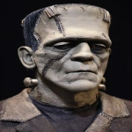 **frankenstein facing straight forward, with thick sewn stitches across his neck, --v 7.0 --ar 2:3** - Image #3 <@522569949315727363>