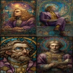 **St. Yankovic in all his Weird Almagesty, depicted in a stained glass panel --ar 5:9 --v 7.0 --exp 25 --s 314** - <@926596241574461530> (fast)
