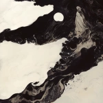 **fumarole eerie painting with a color scheme of monochromatic black and white with a pop of Color. The painting uses cross-hatching and palette knife techniques, inspired by analog horror, grunge Polaroids, ukiyo-e and retro Japanese horror. The mood is mysterious and unsettling --niji 6** - Image #4 <@948741381743083580>