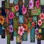 **<https://s.mj.run/PGwzSvXUzig> square-shaped patterns, some of which are mixed with small and large flowers, some with dark colors, some with light colors, some with empty light areas, abstract designs, --ar 128:85** - Image #3 <@1123092135621697629>