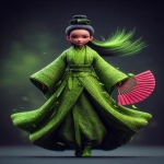 **beautiful, young chinese woman chaos holding a fan, wearing a green soft, flowing Hanfu style robe, in a full body, classic pose --ar 16:25 --p f6gpn1a --v 7.0** - Image #2 <@1064451214823129168>