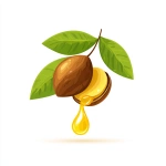 **flat cartoon of macadamia nut and oil , a drop of golden oil dripping from it, simple 2D vector, isolated on pure white background, for packaging sticker --ar 1:1 --no shadow --raw** - Image #1 <@1135489282434416781>