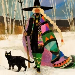 **Warrior witch thundersnowpunk with long braids and stylized warrior witch’s hat and cat companion in the snow --sref 1999999999 1999999991 416557976 2252558232 698008135 1078492728 2187294478 217414415 416417418 7337 80085 696969 47 73 97 100 --sv 4 --niji 6 --p grjlt42 --raw** - Image #4 <@948741381743083580>