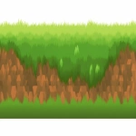 **rectangular 2D game platform, side view, pixel art style, seamless tileable texture, earthy terrain with grass on top, 32x128 pixels, isolated on white background, retro video game aesthetic, bright colors, clean edges --v 5.0 --ar 4:1** - Image #3 <@399143272141946880>