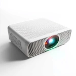 **Studio-lit isolated image of a compact portable projector with lens facing forward, textured matte casing, glowing power light, clean white background with natural shadows, sharp camera angle from slightly below lens height, --ar 4:5 --v 6.1 --quality 2 --raw** - Image #3 <@1145244586088861708>