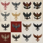 **In a Dungeons and Dragons art style, create four different yet simple versions of a noble house&#039;s sigil. The design should be simple. Its major element is a hawk&#039;s wings spread wide and eyes vigilant and looking forward. Its minor elements are a plant in one talon and a blacksmith&#039;s hammer in the other talon. All different versions, as if made in medieval times with medieval-level tools, each made of different materials, such as stone, iron, wood, and paint. They should all be simple designs using a single material. They should be worn. They should be on a white background. --v 7.0** - &lt;@478047972412620803&gt; (fast)
-# Create, explore, and organize on [midjourney.com](&lt;https://midjourney.com/imagine?from_discord=1&gt;)