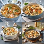 **Cassolette de Saint-Jacques aux crevettes et aux champignons Préparation: 35 min Cuisson: 40 min Voici les ingrédients dont vous avez besoin et la préparation: Ingrédients (4 personnes): 12 noix de Saint-Jacques 12 crevettes roses cuites 300 g de champignons de Paris 2 oignons 1 gousse d’ail 150 ml de vin blanc 200 ml de crème fraîche épaisse 2 c. à soupe de farine une dizaine de branches de persil frais 1 c. à soupe d’huile d’olive 1 noisette de beurre Sel, Poivre Préparation de cassolette de saint-Jacques aux crevettes et aux champignons Epluchez, dégermez et émincez finement les oignons et l’ail. Nettoyez les champignons de Paris avec un torchon humide. Tranchez-les en fines lamelles. Faites chauffer l’huile d’olive dans une poêle. Faites fondre les oignons et l’ail émincés. Lorsqu’ils commencent à devenir translucides, ajoutez les lamelles de champignons et faites-les revenir pendant une dizaine de minutes. Pendant ce temps, décortiquez les crevettes. Lavez et séchez le persil frais dans du papier absorbant. Hachez-le. Faites fondre la noisette de beurre dans une seconde poêle. Dorez-y à feu vif les noix de Saint-Jacques pendant 2 minutes sur chaque face puis ôtez-les du feu. Dans chaque cassolette, dressez 3 noix de Saint-Jacques, 3 crevettes et la poêlée de champignons aux oignons et à l’ail. Parsemez de persil haché. Préchauffez le four à 200°C. Réalisez la sauce qui viendra napper vos cassolettes de Saint-Jacques aux crevettes et aux champignons. Délayez la farine dans quelques cuillerées de vin blanc. Déglacez ensuite la poêle de cuisson des Saint-Jacques avec le restant de vin blanc. Ajoutez la crème fraîche épaisse et la farine délayée. Faites épaissir à feu moyen tout en remuant à l’aide d’une cuillère en bois. Répartissez la sauce dans les [...]** - <@973631140374130748> (relaxed)