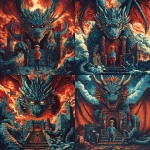 **children's book illustration of the boy standing in front of the dragon throne with a little chief dragon with spectacles --sref <https://s.mj.run/xd_C39T2Uk4> --s 250 --v 6.1 --raw** - <@1071135204846096475> (fast)