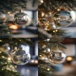 **close up on a christmas ball on a christmas tree, inside the ball you can see the reflection of a beautiful modern living room, realistic, HD --ar 4:5 --v 7.0** - <@1215227399508332544> (fast)