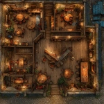 **a large fantasy tavern, overhead look, dnd style** - Image #2 <@737863935038062634>