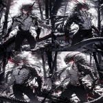 **In the woods, a dragon monster was burned. 282313 Anime, perfect details, glossy, anime style, facing forward, HD 32k --ar 3:5 --raw --sref <https://s.mj.run/C4LBTfT22GA> <https://s.mj.run/kIk1DMj5RxA> <https://s.mj.run/qqPwqlnbEws> --sw 100 --stylize 700 --iw 0 --niji 6** - Variations (Strong) by <@409716268476923920> (fast)