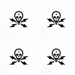 **a simple illustration logo of a skull and cross bones where the skull is a lightbulb and the crossbones are thin symmetrical lightning bolt symbols --v 7.0** - Variations (Region) by <@340952336275079170> (fast)