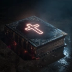 **glowing bible with a painted black cross. Dark jelly roll album art vibes** - Image #1 <@801150928811065344>