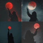 **Silhouette of a demon with red eyes and long hair, holding up the moon in its hand, against a dark sky, in the style of a grainy film photo. Evokes a sense of horror, scariness, and creepiness, fitting a dark fantasy or scary movie scene. Conveys a dark aesthetic.** - <@699706172105556009> (fast)
-# Create, explore, and organize on [midjourney.com](<https://midjourney.com/imagine?from_discord=1>)