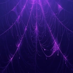 **minimal flat illustration, glowing purple spiderweb stretching from the top corner over a pure black background, subtle eerie glow, clean and simple spooky aesthetic, mostly black with purple accents, loop animation friendly --niji 6 --ar 16:9** - Image #4 <@257221362568003584>