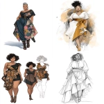 **continental drift bipoc plus size fashion design sketch --ar 4:5** - <@948741381743083580> (fast)