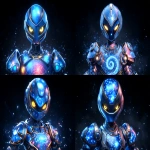 **futuristic watcher sentinel in weathered bronze armor, glowing yellow eyes beneath a sleek helm, observing a holographic almagest spiral galaxy grid, dramatic cinematic lighting, Unreal Engine-style, ultra HD 8K --ar 3:2 --exp 25 --p l8ux4yj j5vl1fh --v 7.0** - Variations (Strong) by <@106534493057220608> (relaxed)