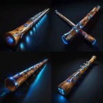 **natural wood didgeridoo-trumpet hybrid instrument, many small steel trumpet valves, protruding metal trumpet valves, dark background, high-tech cyber didgeridoo trumpet, futuristic design, cyber aboriginal artwork, sidelit, thin blue neon striplights, silver didgeridoo --v 6.0** - Variations (Strong) by <@994500001264840706> (fast)
-# Create, explore, and organize on [midjourney.com](<https://midjourney.com/imagine?from_discord=1>)