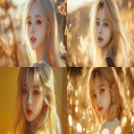 **Blond hair korean young women, gold, happy, pretty, cute --v 6.1 --ar 16:9** - <@1136199270224117860> (fast)