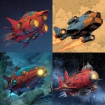 **comic book style spaceship** - <@855660211822264340> (relaxed, stealth)