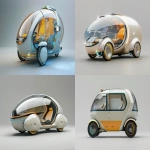 **futuristic single-passenger electric capsule scooter, enclosed design with one front wheel and two rear wheels, fully transparent glass windows on all sides, aerodynamic smooth shell, solar panel on top, matte beige body with subtle blue and yellow variants, soft lighting, shown on neutral gray background --ar 3:2 --v 6.0 --raw** - <@361336964084924446> (fast)
-# Create, explore, and organize on [midjourney.com](<https://midjourney.com/imagine?from_discord=1>)