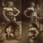 **Speleothem young female muscular bodybuilder in 1910, strongwoman, sepia, old time photography, film grain --ar 2:3 --p 9ss3njw** - <@538878031226470440> (fast)