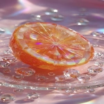 **a highly detailed crystal orange art piece, shaped like a sliced orange made entirely of translucent gemstone, iridescent rainbow reflections, sparkling diamond-like textures, placed on a clear glass plate, surrounded by crystal droplets, soft pastel lighting, dreamy glossy aesthetic, hyper realistic photography, fantasy luxury concept --ar 9:16** - Image #4 <@1240240057374478349>