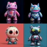 **vinyl toy colourful super cute japanese art yokai kappa from a coral reef with psychic mind powers of esp and glossy led digital eyes, and many japanese art patterns glossy --v 7.0** - <@1014981691850371152> (fast)