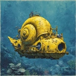 **a yellow navy ammonite amanita submarine down the sea --v 7.0 --raw** - Image #1 <@1071135204846096475>