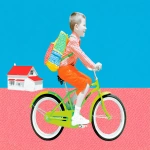 **1960's, 7-year old Barny Barnacle, is a happy little boy, He is riding his schwinn bike with banana seat to school, wearing an old cloth backpack, and has a big smile on his face --ar 53:40 --sref <https://s.mj.run/wq-KokexYfE> --p s7fydcn 46u97fj z2u7w6o pmubqx2 pmxggs5 yryu28v 126i183 --v 7.0 --s 222 --raw --c 3** - Image #4 <@1059292469474373672>