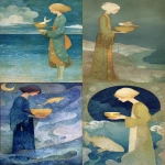 **Fairytale dreamlike illustration of A young, androgynous figure standing by a quiet sea, holding a golden cup. The cup has a fish swimming in it, you can only see the top half of the fish. Dreamlike, mythic atmosphere by Kay Nielsen, Edmund Dulac --ar 7:12** - <@409716268476923920> (fast)
-# Create, explore, and organize on [midjourney.com](<https://midjourney.com/imagine?from_discord=1>)