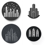 **vector icon representing broadway and the theater,, clean circle layout, minimalist sacred geometry, dark grey, white background, clarity and alignment, OS design aesthetic --v 6.1** - <@1101835891716133034> (fast)